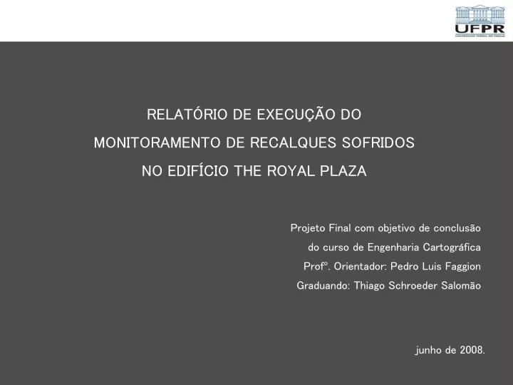 relat rio de execu o do monitoramento de recalques sofridos no edif cio the royal plaza