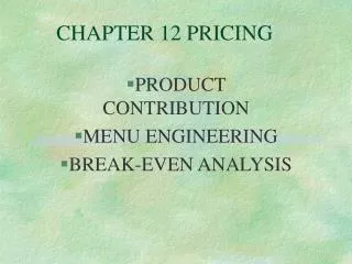 CHAPTER 12 PRICING