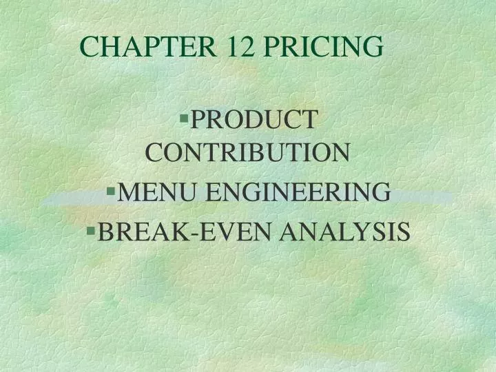 chapter 12 pricing
