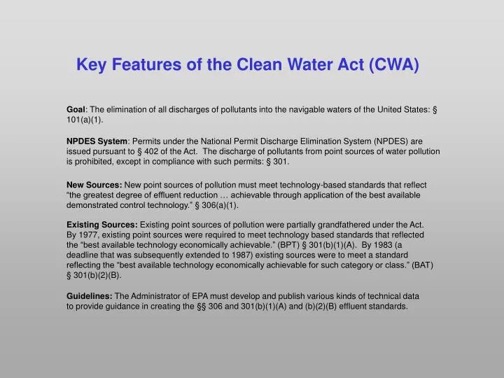 key features of the clean water act cwa