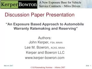 Discussion Paper Presentation