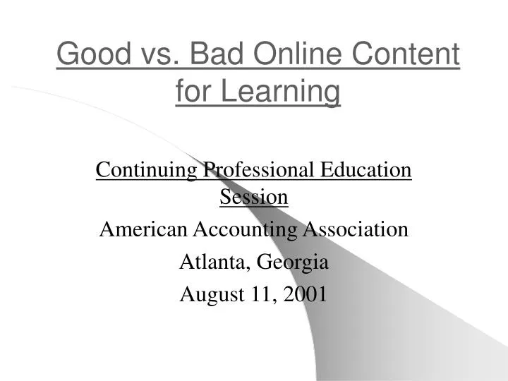 good vs bad online content for learning
