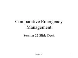 Comparative Emergency Management
