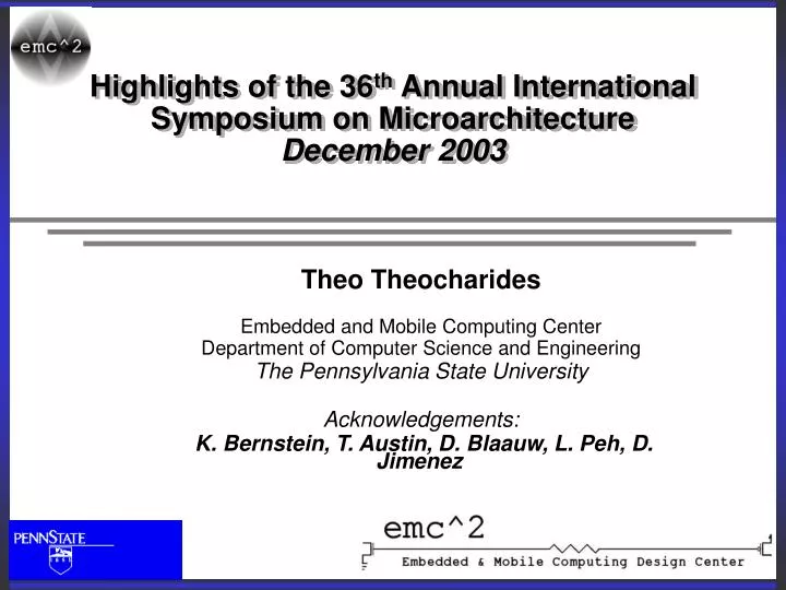 highlights of the 36 th annual international symposium on microarchitecture december 2003
