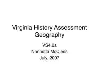 Virginia History Assessment Geography