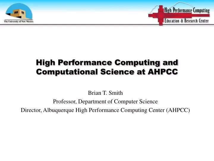 high performance computing and computational science at ahpcc