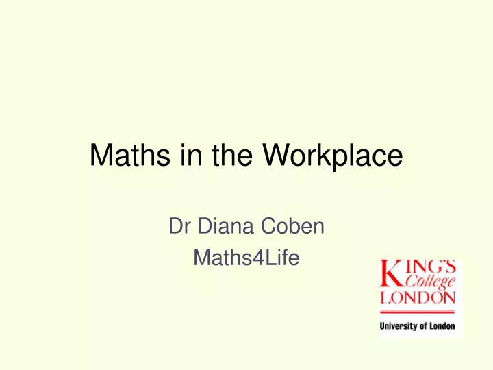 maths in the workplace