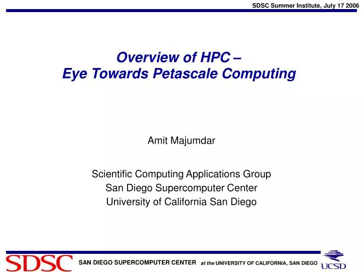 overview of hpc eye towards petascale computing
