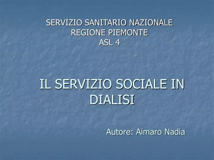 il servizio sociale in dialisi