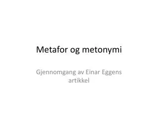 metafor og metonymi