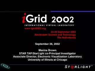 23-26 September 2002 Amsterdam Science and Technology The Netherlands