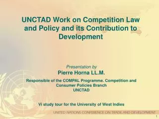 UNCTAD Work on Competition Law and Policy and its Contribution to Development