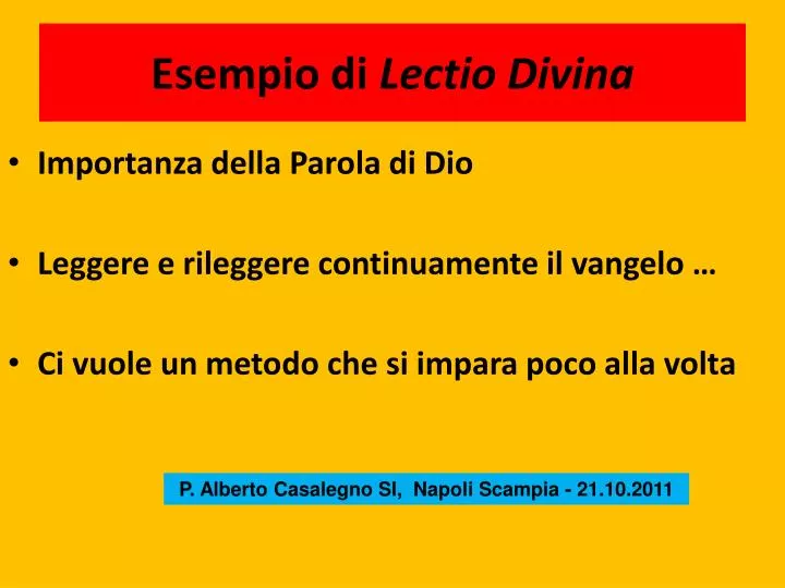 esempio di lectio divina