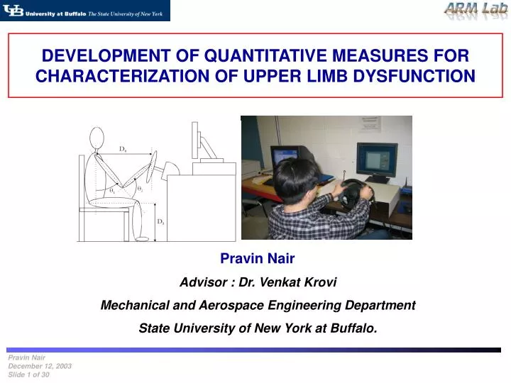 development of quantitative measures for characterization of upper limb dysfunction