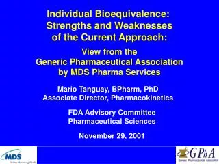 FDA Advisory Committee Pharmaceutical Sciences November 29, 2001