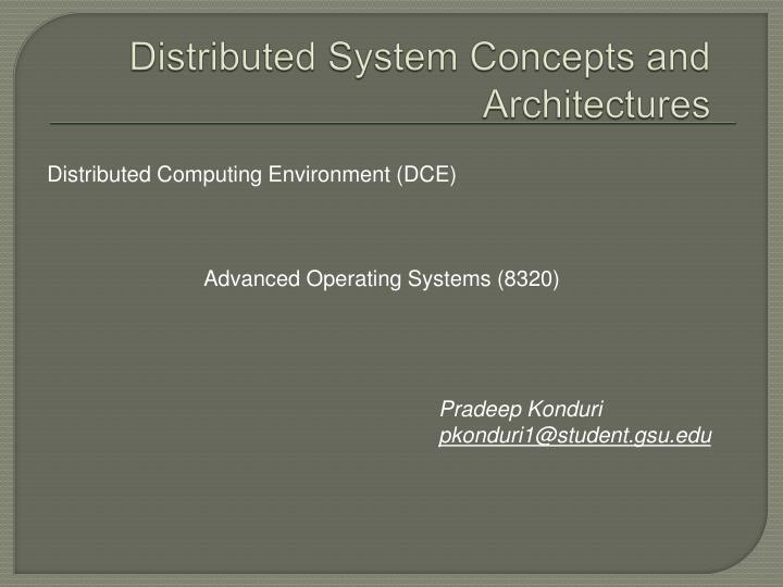 distributed system concepts and architectures