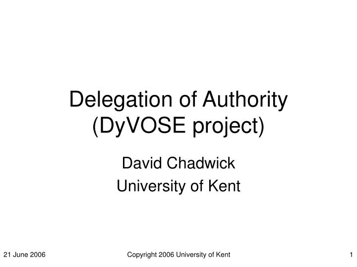 delegation of authority dyvose project