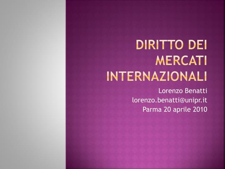 diritto dei mercati internazionali