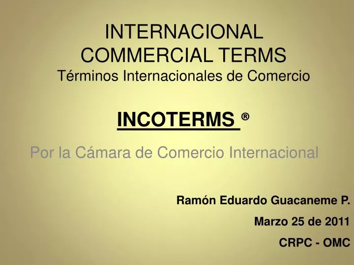 internacional commercial terms t rminos internacionales de comercio incoterms