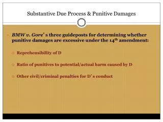 Substantive Due Process &amp; Punitive Damages