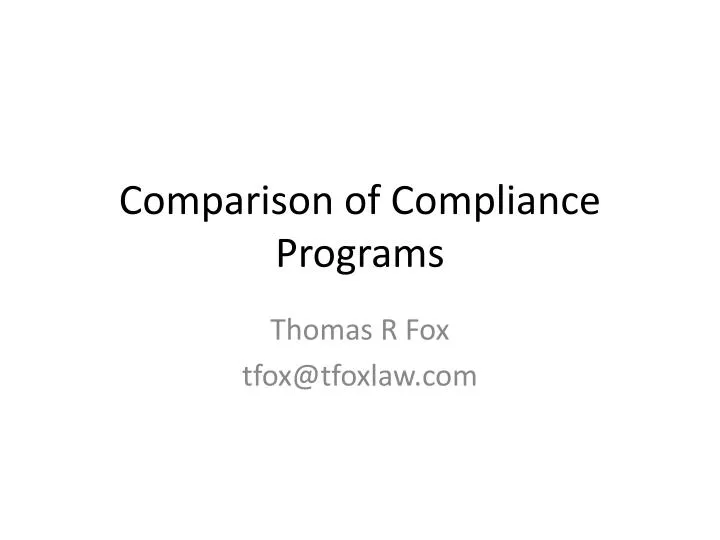 comparison of compliance programs