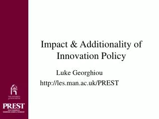 Impact &amp; Additionality of Innovation Policy