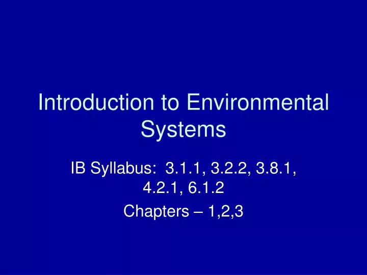introduction to environmental systems