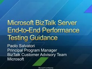 Microsoft BizTalk Server End-to-End Performance Testing Guidance
