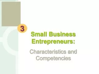 Small Business Entrepreneurs: Characteristics and Competencies