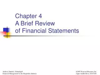 Chapter 4 A Brief Review of Financial Statements