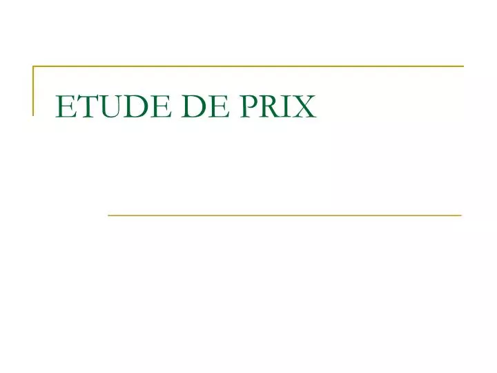 etude de prix