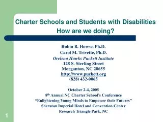 Charter Schools and Students with Disabilities How are we doing?