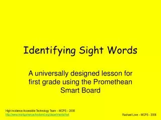 Identifying Sight Words