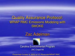 Quality Assurance Protocol: WRAP RMC Emissions Modeling with SMOKE