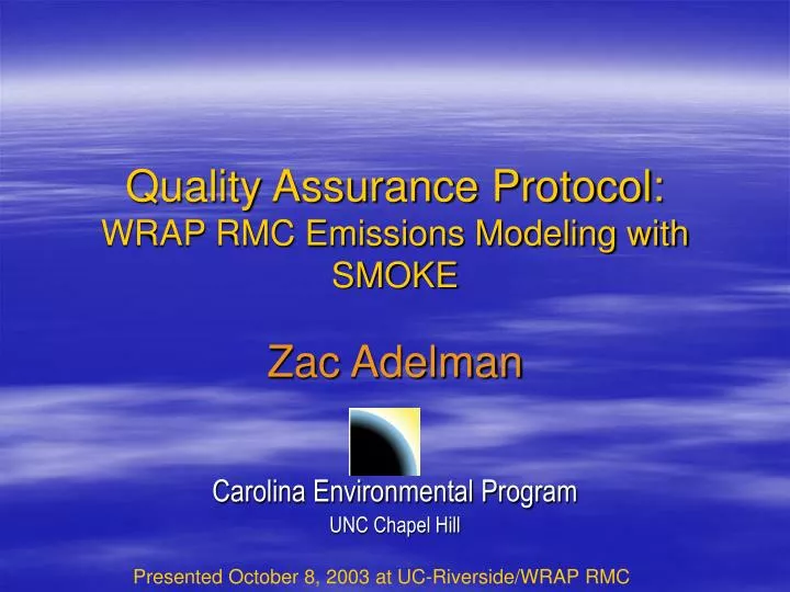 quality assurance protocol wrap rmc emissions modeling with smoke