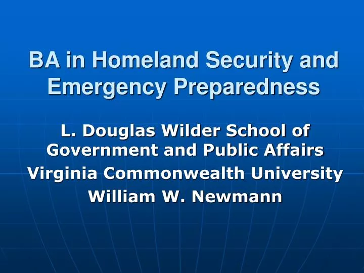ba in homeland security and emergency preparedness