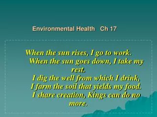 Environmental Health Ch 17