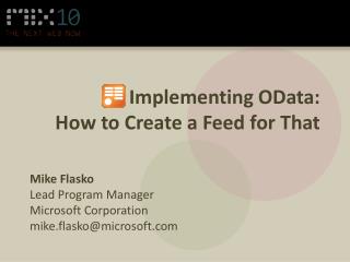 Implementing OData: How to Create a Feed for That
