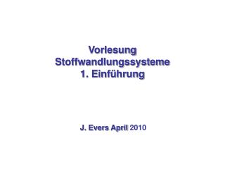 vorlesung stoffwandlungssysteme 1 einf hrung