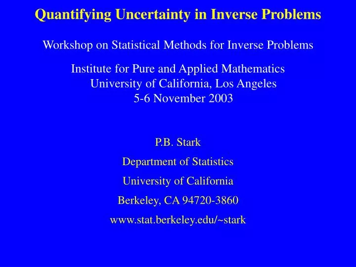 quantifying uncertainty in inverse problems