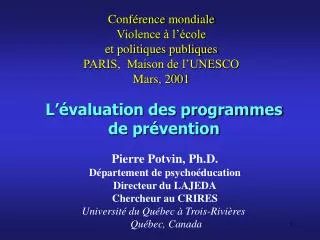 l valuation des programmes de pr vention