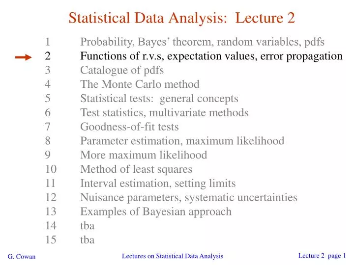 statistical data analysis lecture 2