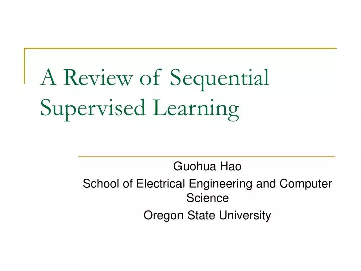 a review of sequential supervised learning