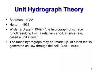 Unit Hydrograph Theory