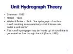 Unit Hydrograph Theory