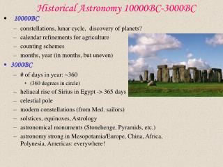 Historical Astronomy 10000BC-3000BC