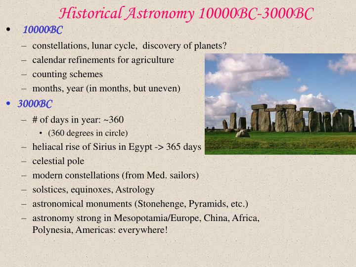historical astronomy 10000bc 3000bc