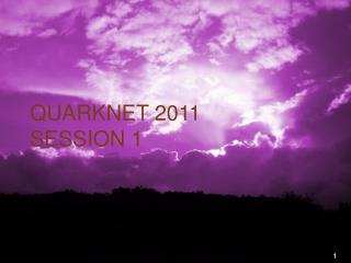 QuarkNet 2011 Session 1