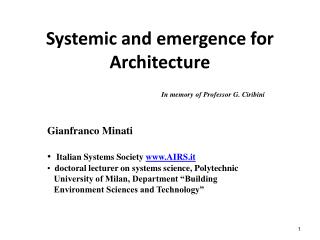 Systemic and emergence for Architecture