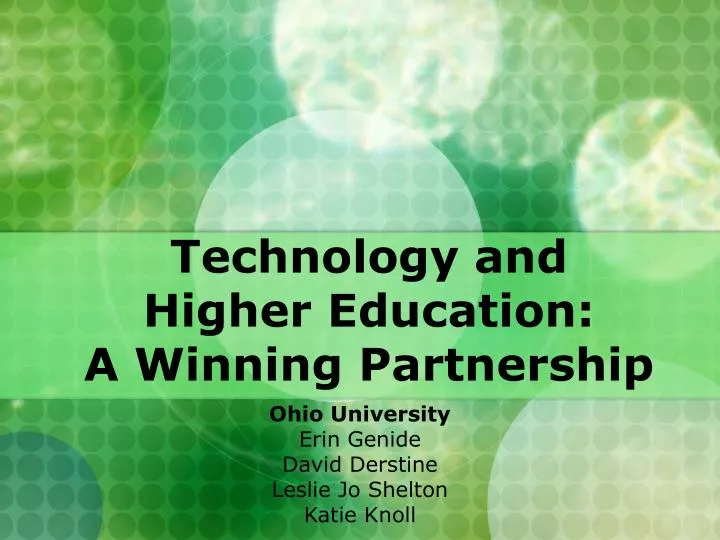 technology and higher education a winning partnership